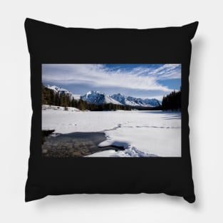 Winter Wonderland Above, Rocky Shores Below Pillow