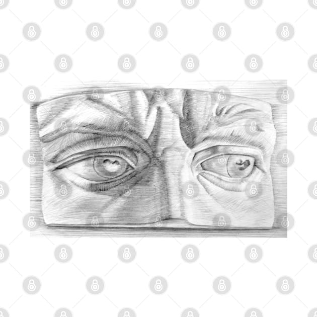 Michaelangelo Statue Eyes Drawing by SPACE ART & NATURE SHIRTS 