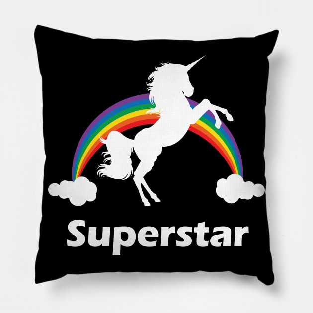 Superstar Rainbow Unicorn Design Pillow by Nonstop Shirts