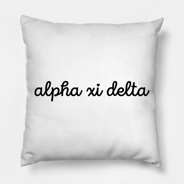 A Xi D Black Cursive Pillow by sydneyurban