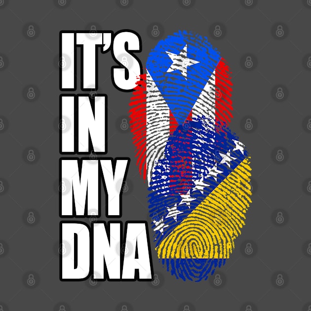 Bosnian And Puerto Rican Mix DNA Flag Heritage Gift by Just Rep It!!