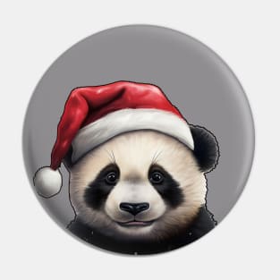 Baby Panda Bear Wearing a Santa Hat Pin