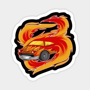 Car on Fire Magnet