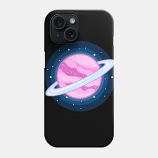 Cute Pink Planet Drawing Phone Case