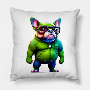 Frenchie in Fun Monster Attire Version 2 Pillow