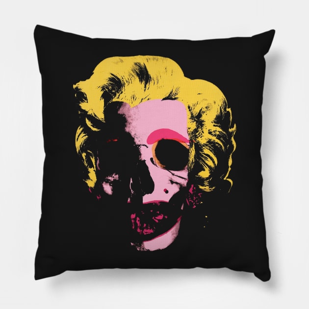 Marilyn Monroe Pop Art Skull Pillow by Alisterny