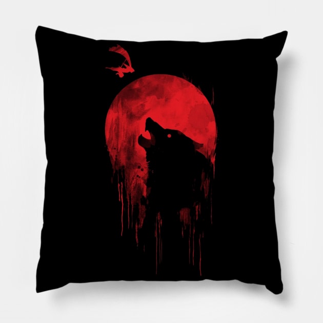 moon werewolf Pillow by jackjadsg