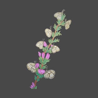 White Butterflies With Purple Flowers T-Shirt