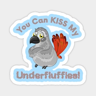 African Grey Parrot Kiss Underfluffies Magnet