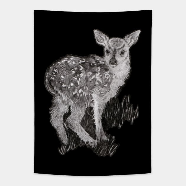 Deer Drawing Tapestry by AnitasArtStore