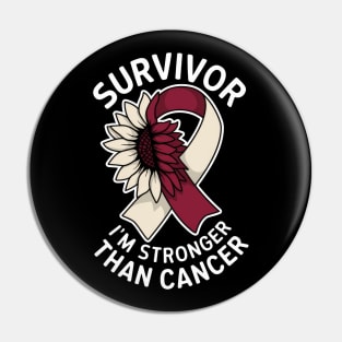 Survivor I'm Stronger Than Cancer Head And Neck Cancer Awareness Month Sunflower Pin