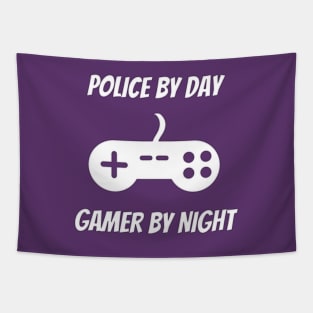 Police By Day Gamer By Night Tapestry