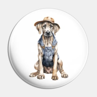 Farmer Great Dane Dog Pin