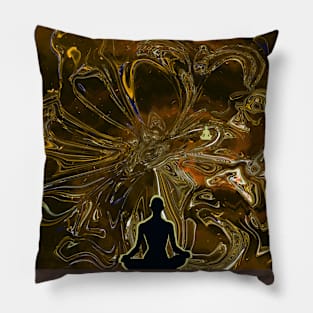 The Yellow & Black Meditator -  Abstract Design 3 Pillow