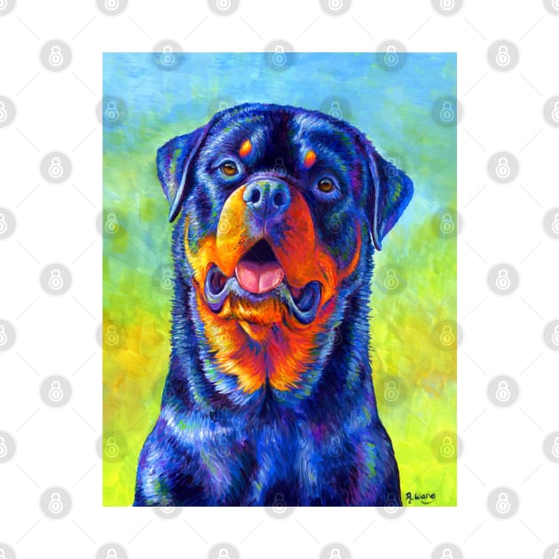 Gentle Guardian Colorful Rainbow Rottweiler Dog by rebeccawangart