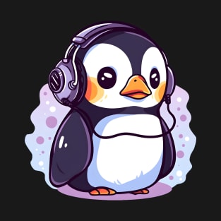 Cute Penguin With Headphones T-Shirt