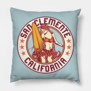 Vintage Surfing Badge for San Clemente, California Pillow