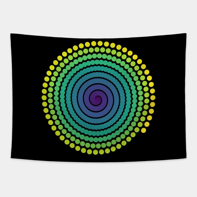 Single Spiral Viridis Galaxy | Light Peacock Blue Green Yellow Tapestry by aRtVerse