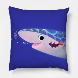 Rainbow shark meets blue shark Pillow