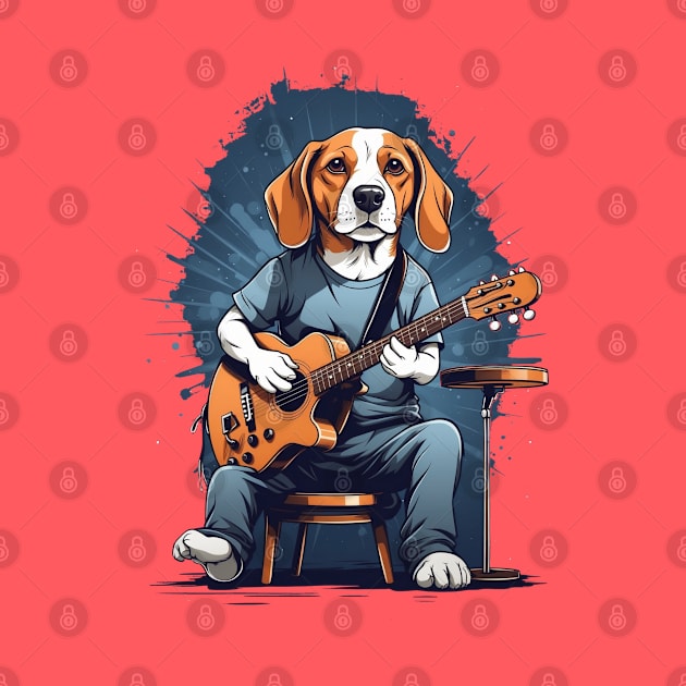 Beagle playing electric guitar. by TSHub