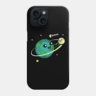 Earth And Moon Spinning Around Kawaii Phone Case