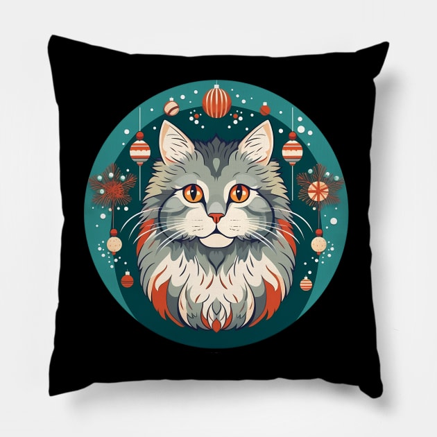 Norwegian Forest Cat Xmas Ornament, Love Cats Pillow by dukito