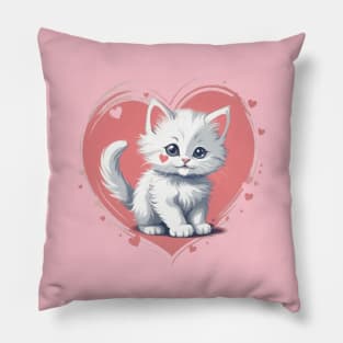 Cute kitten with heart Pillow