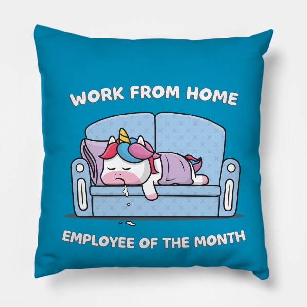 Work from home employee of the month cute unicorn Pillow by secondskin