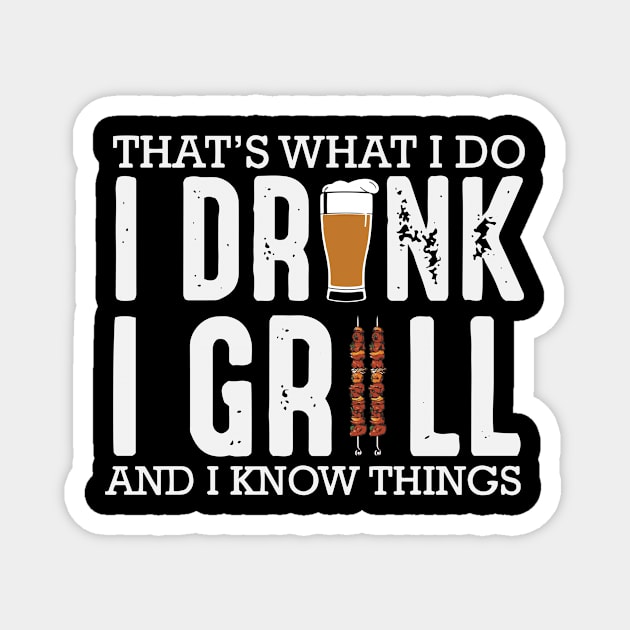 Funny Drinking And Grilling Design, Gift For Husband Magnet by Wicked Zebra