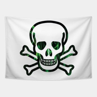 evil green skull flames Tapestry