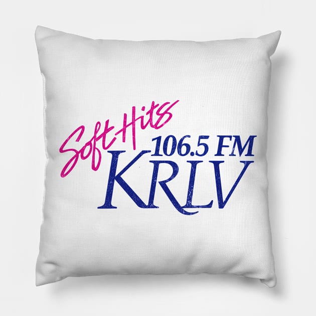 Soft Hits 106.5 FM KRLV / 80s Progressive Rock Radio Station Pillow by CultOfRomance