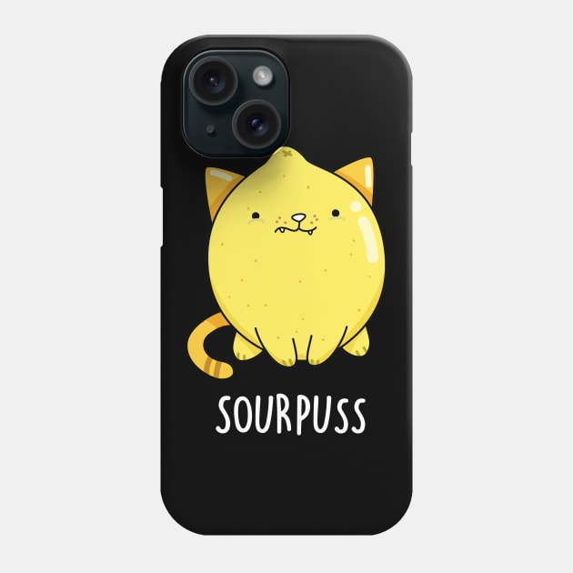 Sour Puss Cute Cat Lemon Pun Phone Case by punnybone