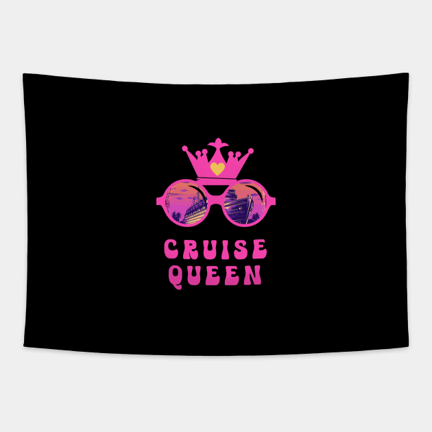 Fun Cruise Queen Cruise Vacation Tapestry by Cute Pets Graphically