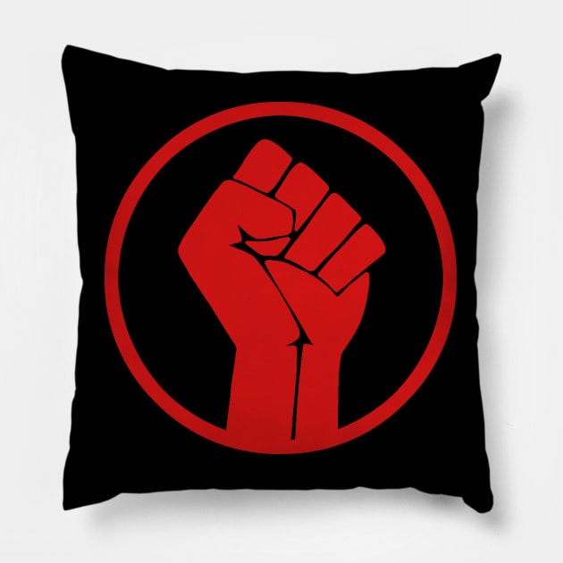 Raised fist - Red Pillow by valentinahramov