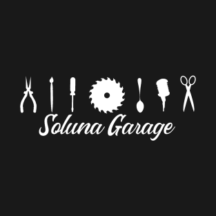 Soluna Garage (white art, banner style logo) T-Shirt