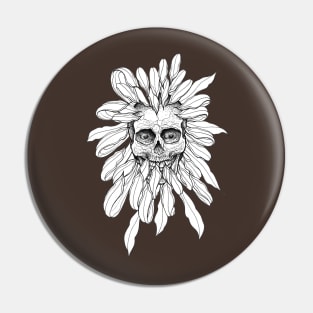 Skull in chrysanthemum flower - tattoo inspired hand drawing Pin