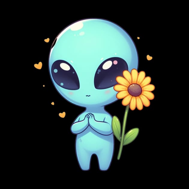 Cute Alien With Yellow Flower by AhmedPrints