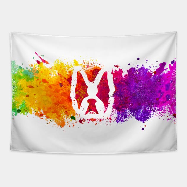 Rainbow Boston Terrier Tapestry by friedgold85