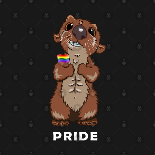 Gay LGBTQ Pride Cute Otter With Rainbow Pride Flag by egcreations