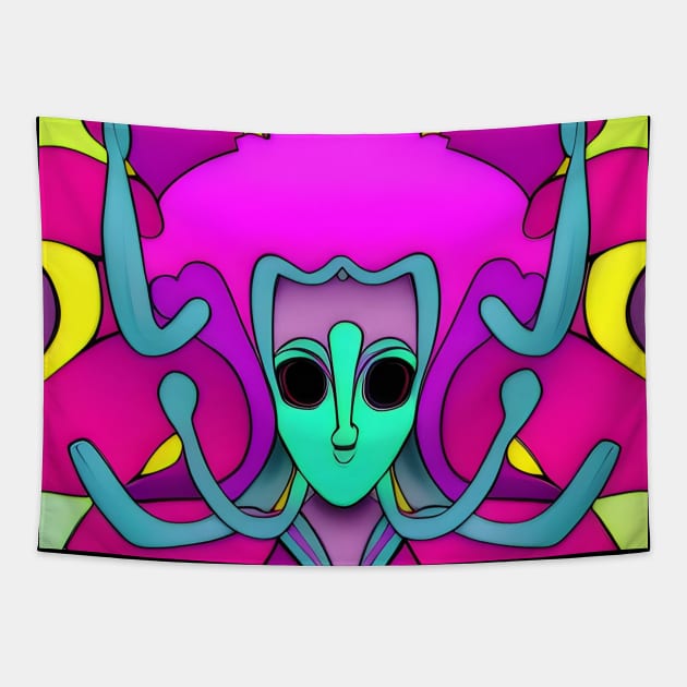 Psychedelic Alien Design | AI Generated Art by @remlorart Tapestry by Remlor