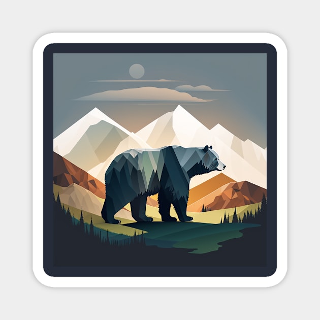 Grizzly in mountains Magnet by MaryBerry