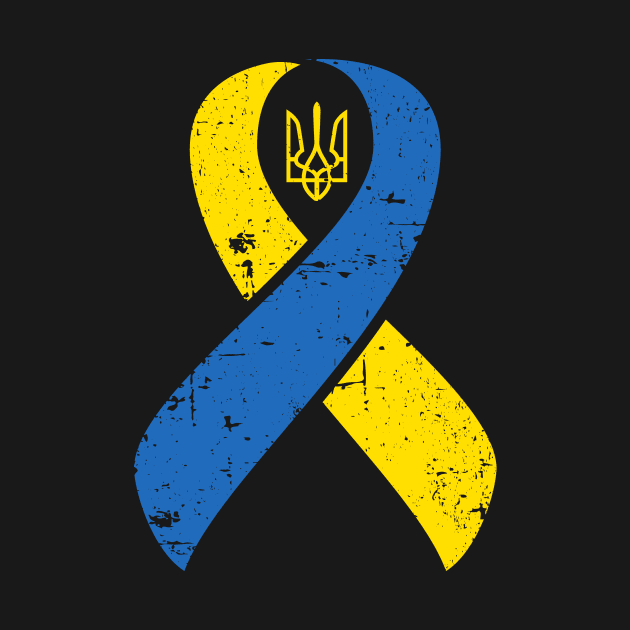 Ukraine Ribbon Ukrainian Pride Love and Unity Distressed Design by hobrath