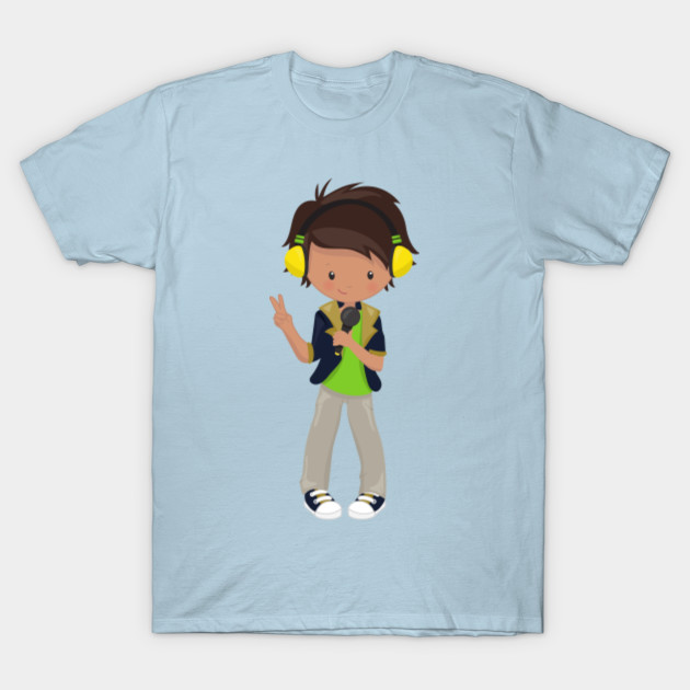 Discover Karaoke Boy, Latino Boy, Microphone, Headphones - Karaoke Boy - T-Shirt