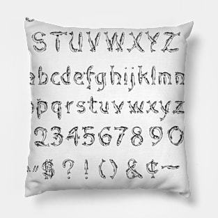 Fish Font of Type Vintage Patent Hand Drawing Pillow