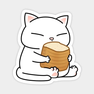 White Chubby Cat Toast Magnet