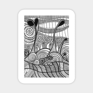 Under the sea black and white abstract drawing Magnet