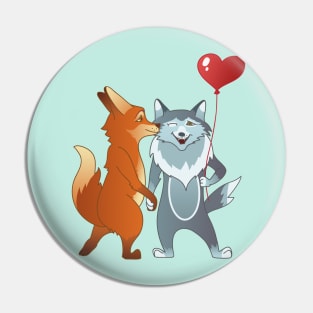 Fox And Wolf Pin