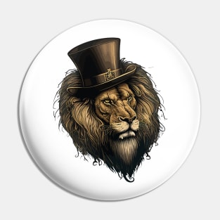 Lion wearing top hat Pin