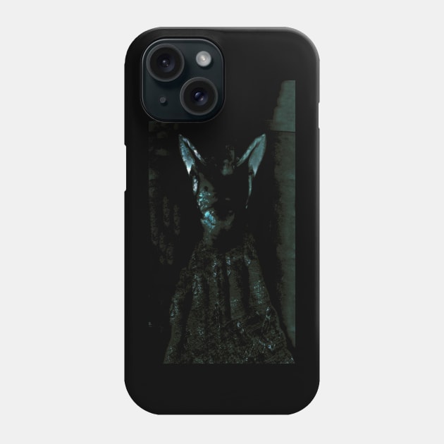 Digital collage, special processing. Strong, muscular men figure, arabian skirt, dark room. Demon. Gray and blue. Phone Case by 234TeeUser234