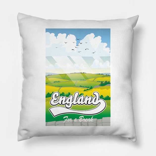 England For a Break vintage style travel poster Pillow by nickemporium1